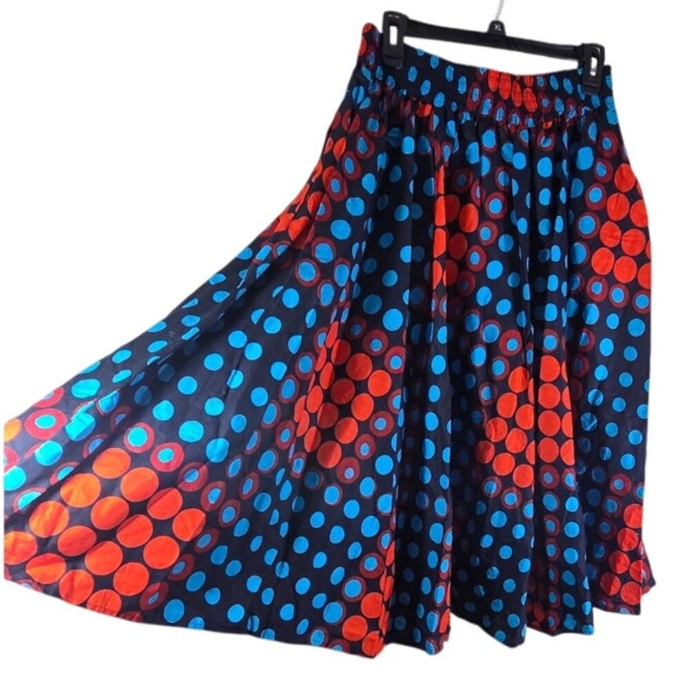 NF Flare skirt elastic waist belted knee length polka dot‎ one size60